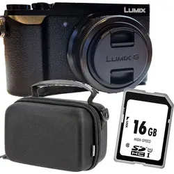 1A PHOTO PORST Panasonic Lumix GX80+3,5-5,6/12-32 mm schwarz G Vario Kit + Tasche + 16 GB Speicherkarte - Schwarz