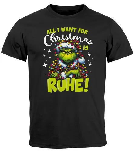 MoonWorks Print-Shirt Herren T-Shirt Weihnachten Ruhe Weihnachtsshirt Grinch mit Print