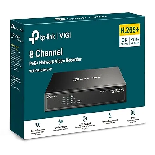 TP-Link VIGI NVR1008H-8MP - 8-Kanal Videorekorder, beeindruckende 4K Auflösung für optimale Überwachung und Sicherheit