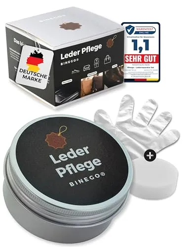 Binego® Lederpflege Set Leder & Kunstleder Pflegemittel - NEUHEIT - | Lederschaum Reinigung & Pflege Lederreiniger für Auto Sofa Schuhe