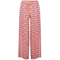Cartoon Damen Palazzo-Hose mit Gummizug 36, Pink/Apricot - Damen-Hosen mit weichem Fall und grafischem Muster, ideal für einen lässigen Freizeitlook.