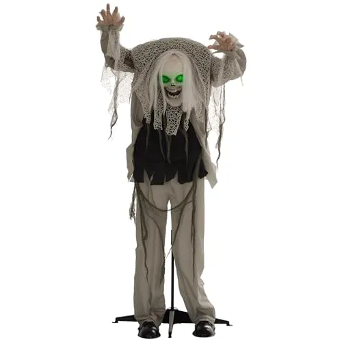 HOMCOM 160cm Halloween Dekoration Skelett mit LED und Sound in grau von HOMCOM