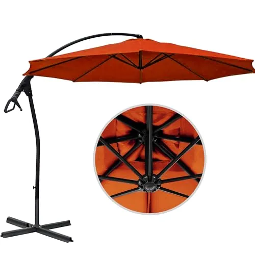 habeig WASSERDICHT Ampelschirm 3m Terrakotta rot - Sonnenschirm mit 300 cm Durchmesser, absolut WASSERDICHT durch PVC-Beschichtung – ideal für Regen und Sonne. Schwenkbar mit optionalem 360° Mechanismus für optimale Schattenplatzierung.