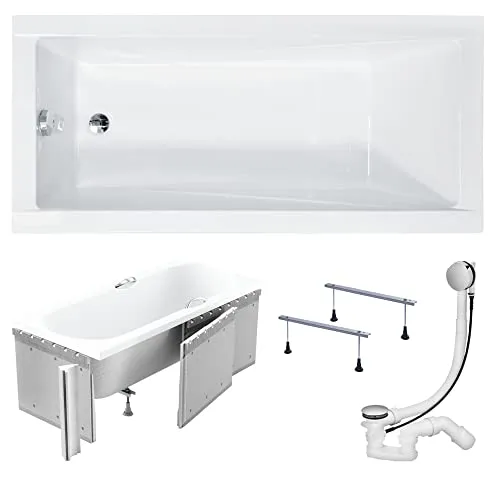 KOLMAN Badewanne MODERN Rechteck 120x70 - Komplettset 4in1 mit Styroporverkleidung - Erleben Sie entspannende Momente in der MODERN Badewanne 120x70. Das 4in1 Set beinhaltet eine praktische Ablaufgarnitur, Füße und Styroporverkleidung für eine schnelle Installation. Hergestellt aus robustem Acryl, bietet sie Langlebigkeit und einfache Pflege.