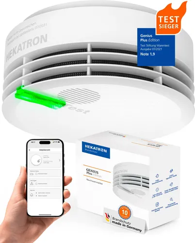 Hekatron Genius Plus Rauchmelder – 10 Jahre zuverlässiger Schutz - Rauchmelder mit 10 Jahren Batterie, made in Germany. Ideal für sicheres Wohnen mit mehrfarbigen LEDs und einfacher Montage.