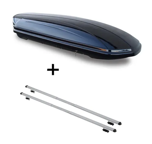 Dachbox VDPMAA580 580Ltr abschließbar schwarz mit Dachträger RAPID für VW Passat (B6) Variant