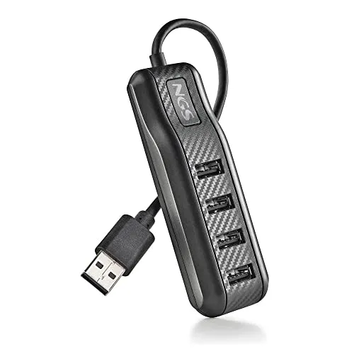 NGS Port 2.0 - USB 2.0 Hub mit 4 Anschlüssen, elegantes und tragbares Design für einfache Erweiterung von Zusatzgeräten