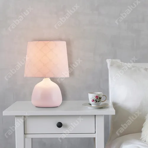 Rabalux 4384 Tischleuchte Ellie, E14, Keramik, rosa, rund, Standard, ø180mm