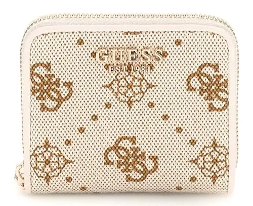 GUESS Neda SLG Small Zip Around Wallet S Creme White Logo in beige von GUESS