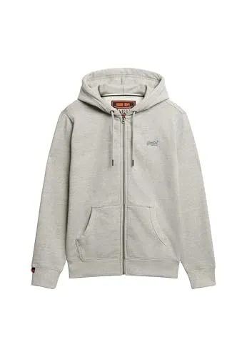 Superdry ESSENTIAL LOGO ZIP HOODIE HB - Stylischer Zip Hoodie in Varsity Grey Grindle, pflegeleicht und ideal für modische Freizeitlooks. Perfekt für jeden Anlass mit bequemer Kängurutasche und slim fit Passform.