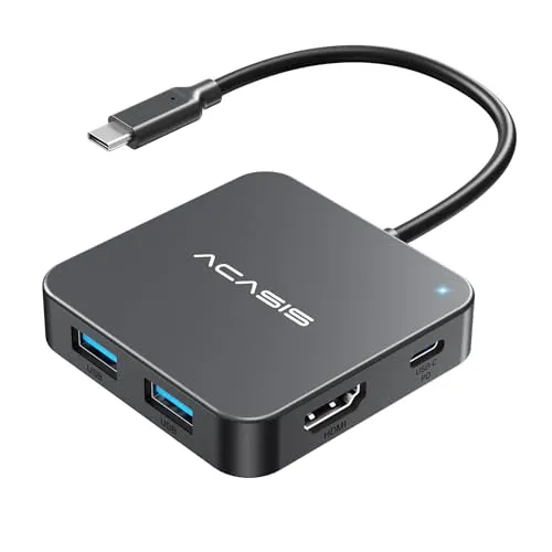 USB C Hub 10Gbps, Multiport-Adapter mit 4K60 HDMI, 100 W Leistungsabgabe, 3 USB A 3.1, Datenanschluss, USB C zu HDMI Adapter für MacBook, Dell, Lenovo, Surface, iPad PRO, XPS(Grau)