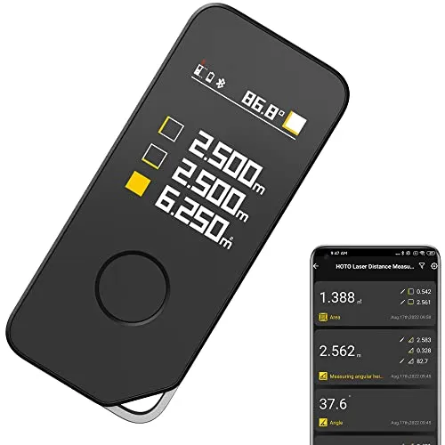HOTO Laser Entfernungsmesser Pro 50 m, Digital Laser Maßband Laser-Messgerät mit Bluetooth & LED Display, ±2 mm, m/in/ft, USB-C, 5 Modi Entfernung/Wasserwaage/Pythagoras/Fläche/Virtuell Zollstock