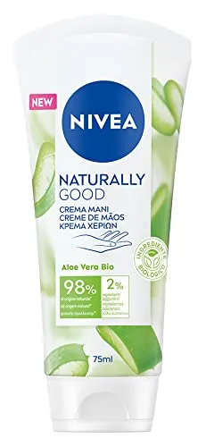 NIVEA Naturally Good Handcreme, 75 ml, Feuchtigkeitscreme für rissige Hände mit 98% natürlichen Inhaltsstoffen, Hand Cream mit Aloe Vera für weiche und glatte Haut