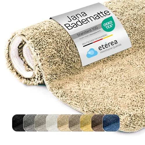 etérea Badezimmerteppich Jana - Runder, rutschfester Badvorleger 60x60 cm - Stylischer Badezimmerteppich Jana: rutschfest, schnell trocknend und waschbar. Ideal für mehr Komfort und Hygiene im Bad. Strapazierfähige Qualität für langanhaltende Frische und einfache Pflege.