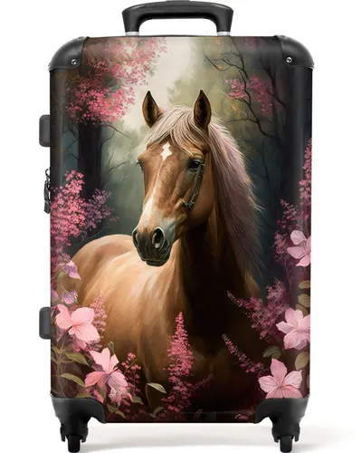 NoBoringSuitcases.com© Kinderkoffer Pferd - Rosa 67 cm - Koffer für Mädchen mit niedlichem Pferdedesign, 72 L Volumen, 4 wendigen Rollen und TSA-Zahlenschloss für sicheres Reisen. Ideal für kleine Abenteurer!
