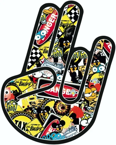 Aufkleber Shocker Hand bunt bedruckt 135 x 105 mm Sticker Autocollant