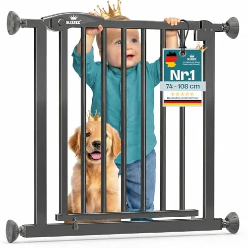 KIDIZ Türschutzgitter grau 94 cm x 75 cm – Auto Close