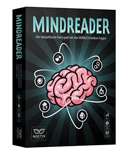 Noctis Verlag Mindreader - Das witzige Partyspiel für jede Gelegenheit - Das perfekte Kartenspiel für einen unvergesslichen Abend! Über 380 Fragen sorgen für Lacher und spannende Gespräche. Ideal für Junggesellenabschiede, Geburtstagsfeiern und mehr. Top Qualität aus Deutschland!