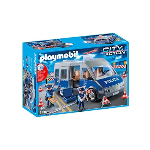 PLAYMOBIL 9236 Polizeibus mit Straßensperre