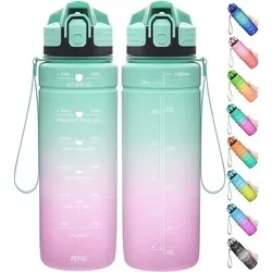 Trinkflasche Kinder Auslaufsicher Tritan 500 ml Hellgrün Hellviolett