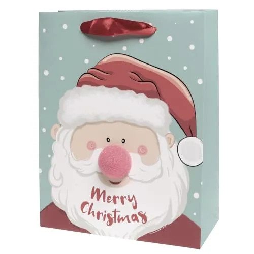 süße Geschenktüten Nikolaus aus Papier für Weihnachten - Geschenktaschen für Weihnachten aus Papier - Geschenktaschen Weihnachten für Kinder Größe 18 x 8 x 23 cm (L/B/H), Farbe Nikolaus 12 x