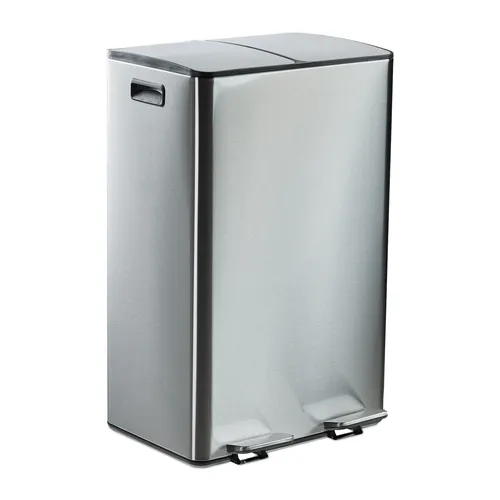 Mülleimer Mülltrennsystem 2 Fächer 30 Liter - Moderne Küchenabfallbehälter mit 2 Fächern für effektive Mülltrennung, aus robustem Edelstahl und Kunststoff, ideal für Papier, Plastik und Speisereste.