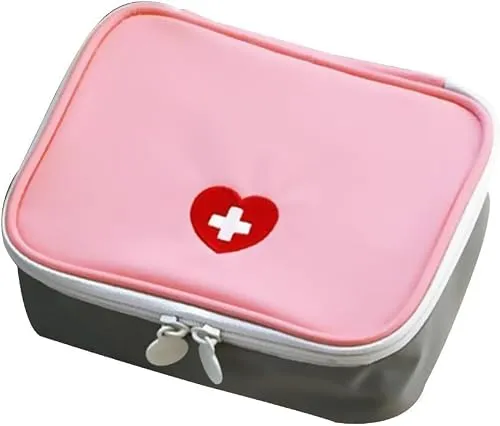 Rosa tragbares Erste-Hilfe-Set, Mini-Notfalltasche, Reisegröße, für Auto, Zuhause, Büro, Reisen, Camping, Sport, Outdoor, Schule, Notfall-Erste-Hilfe-Zubehör und Überlebens-Kit