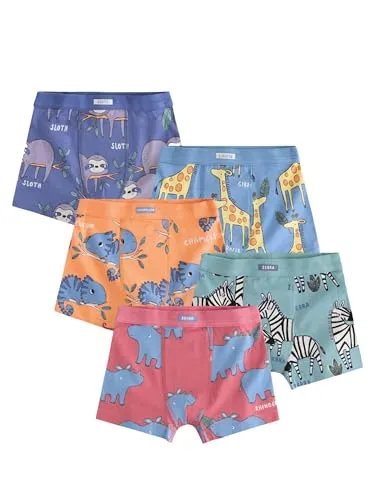 NEXT Jungen Boxershorts mit weichem Taillenbund, 5er-Pack Safari Animals 122-128