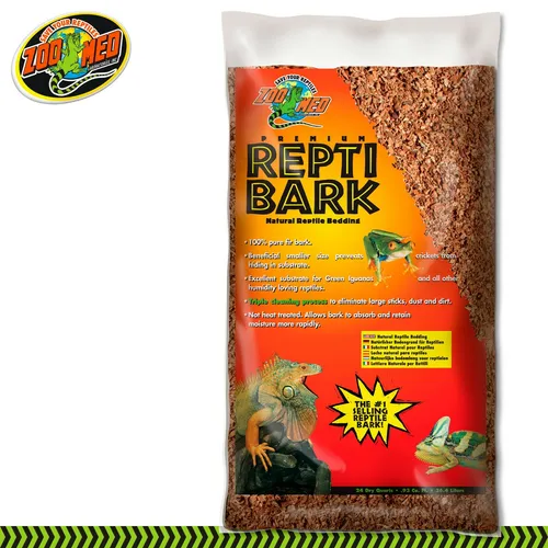 Zoo Med Repti Bark – 26.4 l Terrariensubstrat aus natürlicher Tannenrinde - Ideal für feuchtigkeitsliebende Reptilien, da es Wasser speichert und wieder abgibt. Die kleinen Chips verhindern das Verstecken von Lebendfutter im Substrat.