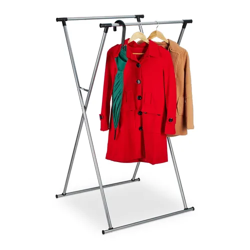 Kleiderständer Klappbare Garderobe mit 2 Stangen - Moderner Kleiderständer, faltbar und freistehend, ideal für platzsparende Aufbewahrung. Breite 135 cm, Höhe 139 cm, leicht und einfach zu montieren.