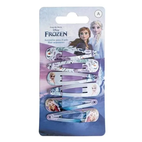 Cerda Haarspange 6x Frozen Anna und Elsa - 6-tlg. Haarschmuck-Set mit bezaubernden Eiskönigin-Motiven, ideal für kleine Fans von Anna und Elsa.