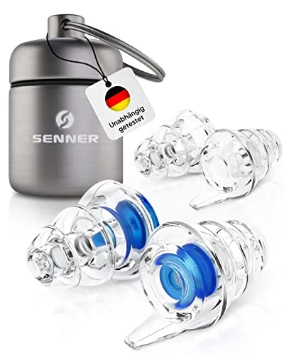 Senner MusicPro Gehörschutz Ohrstöpsel für Konzerte und Festivals - Hochwertige Hi-Fi Ohrstöpsel mit SennerAcousticPro Membranfilter für klangtreue Dämpfung. Ideal für Musiker und Partygänger, mit optimaler Passform und integriertem Schlüsselanhänger.