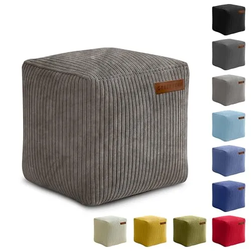 Green Bean Pouf Cube Cord – Multifunktionaler Sitzhocker in grau von Green Bean