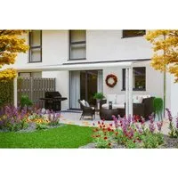 Terrassenüberdachung Genua 541 x 307 cm Aluminium Weiß - Hochwertige Terrassenüberdachung aus pulverbeschichtetem Aluminium mit modernem Design. Inklusive integrierter Regenrinne und stabilen Polycarbonat-Doppelstegplatten für optimalen UV-Schutz.