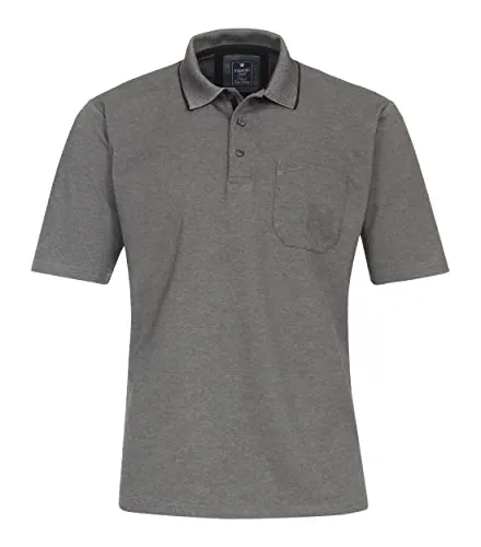 REDMOND Casual Herren Polo-Shirt Kurzarm Regular-Fit Jersey Grau L - Poloshirts für Herren, aus pflegeleichtem Baumwollmix, atmungsaktiv und ideal für Freizeit und Business - genießen Sie den Tragekomfort von REDMOND.