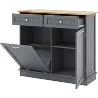 Costway Kommode für Mülleimer 42 L mit 2 Schubladen in Grau - Stylische Lösung zur Aufbewahrung von Abfallbehältern und mehr! Robuste Kücheninsel mit ausziehbarer Tür und verstellbarem Regal für optimalen Stauraum.