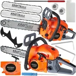 Kraft&Dele Benzin Kettensäge 5,7 PS mit 2 Schwerten