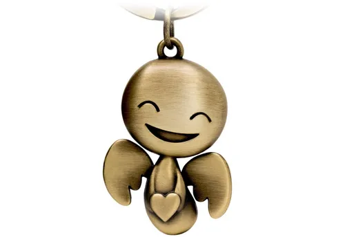 FABACH Schlüsselanhänger Schutzengel Happy mit Herz in gold von FABACH
