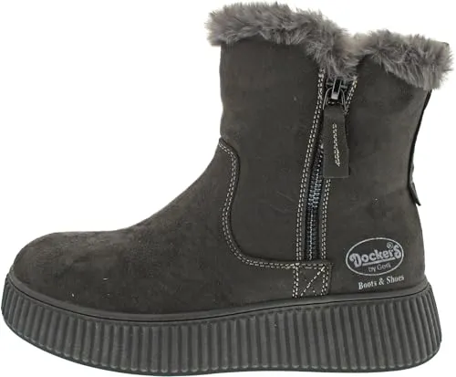 Dockers by Gerli Damen Schaftstiefel in Grau, Größe 42 - Wanderschuhe in Dunkelgrau, ideal für Freizeit und Alltag. Mit warmem Fleecefutter, praktischem Reißverschluss und robuster Synthetiksohle für optimalen Tragekomfort.