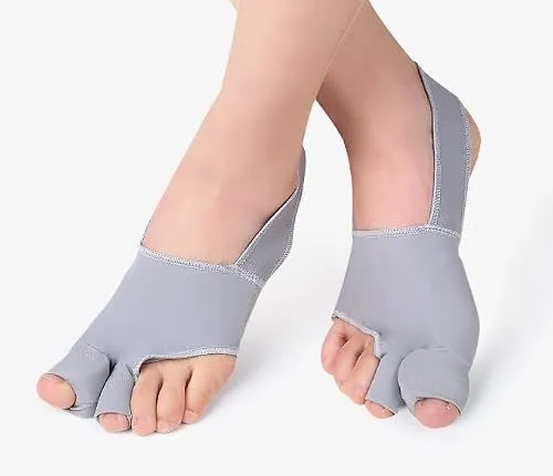 CharmChic Hallux Valgus Korrektur Bandage Mit Fersenband, Hallux Valgus Socken mit Gelschutz, für Männer und Frauen, Hellgrau