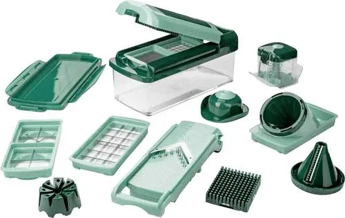 Genius Nicer Dicer Fusion Smart Julietti Mint-Grün - 16-teiliges Alles-Schneider Set, vielseitig und perfekt für gesunde Ernährung mit Easy-Lift-Funktion und selbstreinigend