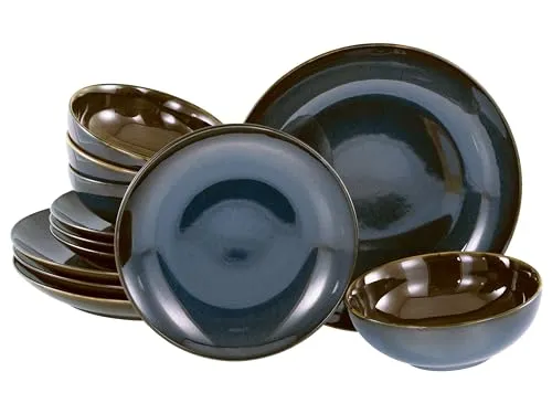 CreaTable 22884 Mallorca 12-teiliges Geschirrset - Tafelservice für 4 Personen, spülmaschinen- und mikrowellengeeignet, mit mediterranem Flair und nachhaltiger Qualität aus Deutschland.