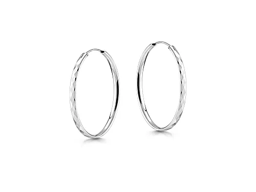 SILBERKETTEN STORE DEIN SCHMUCK ONLINE SHOP Creolen mit Schliff | echt 925 Silber und nickelfrei | Damen Ohrringe Durchmesser 40mm