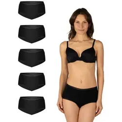 Elsie Taillenslip mit Spitze Unterhosen Damen Hüftslip aus Baumwolle mit Stretch (Packung, 5-St., 5er-Pack) unsichtbar unter deiner Kleidung - Hohe Taille Slip Damen schwarz M