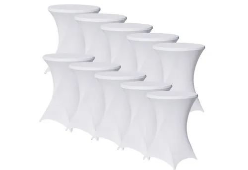TRUTZHOLM Stehtischhusse 10er Set - Stretch weiß Ø 80 cm - Tischhussen für Stehtische (Ø 80 cm), aus dehnbarem Jersey-Stretchstoff - pflegeleicht und maschinenwaschbar. Verleihen Sie jeder Veranstaltung Eleganz und vermeiden Sie Falten mit integrierten Fußtaschen.