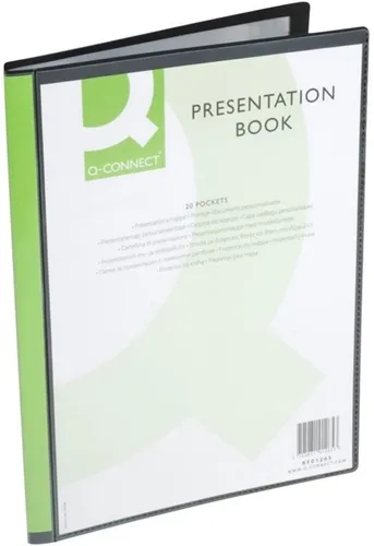 Q-Connect KF01265 Sichthüllenmappe Panorama - 20 Hüllen, A4 Format in edlem Schwarz, ideal für Präsentationen und Dokumentenschutz