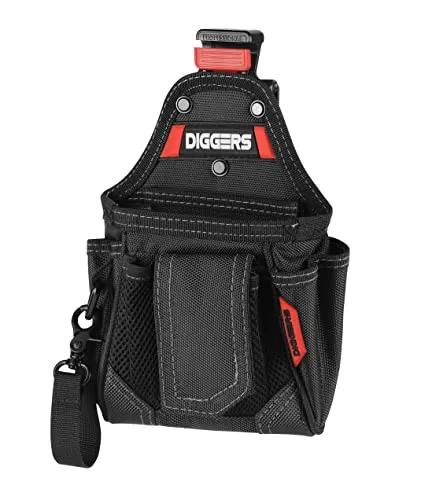 Diggers Tools - Universal Werkzeugtasche - [ Profi Quick Klik System ] Flexibel Kombinierbare Werkzeugtasche Gürtel - Hochwertige Gürteltasche Werkzeug für Elektriker, Dachdecker & Zimmerer
