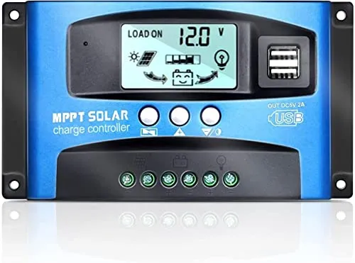 100A MPPT SolarLaderegler, Solar Ladegerät Controller mit LCD Display Dual USB mehrere Laststeuerungsmodi, MPPT technischer maximaler Ladestrom
