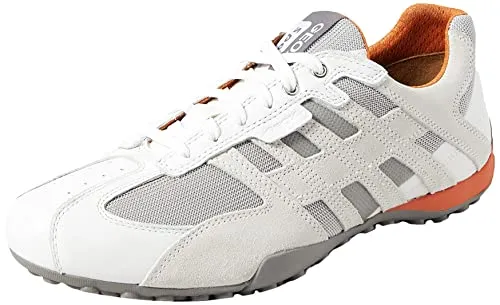Geox Herren Uomo Snake Sneakers - Optic White, 40 EU - Herren-Sneaker im sportlichen Stil mit Schnürsenkeln und herausnehmbarer Innensohle, bieten Komfort und Atmungsaktivität für lässige City-Looks.