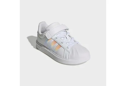 adidas Unisex Kinder STREETTALK Schuhe, FTWR White/Iridescent, Größe 35 EU - Bequeme Kinder-Sneaker mit breiter Passform und elastischen Schnürsenkeln. Ideal für den Alltag, mit strapazierfähigem Obermaterial und rutschfester Gummiaußensohle.